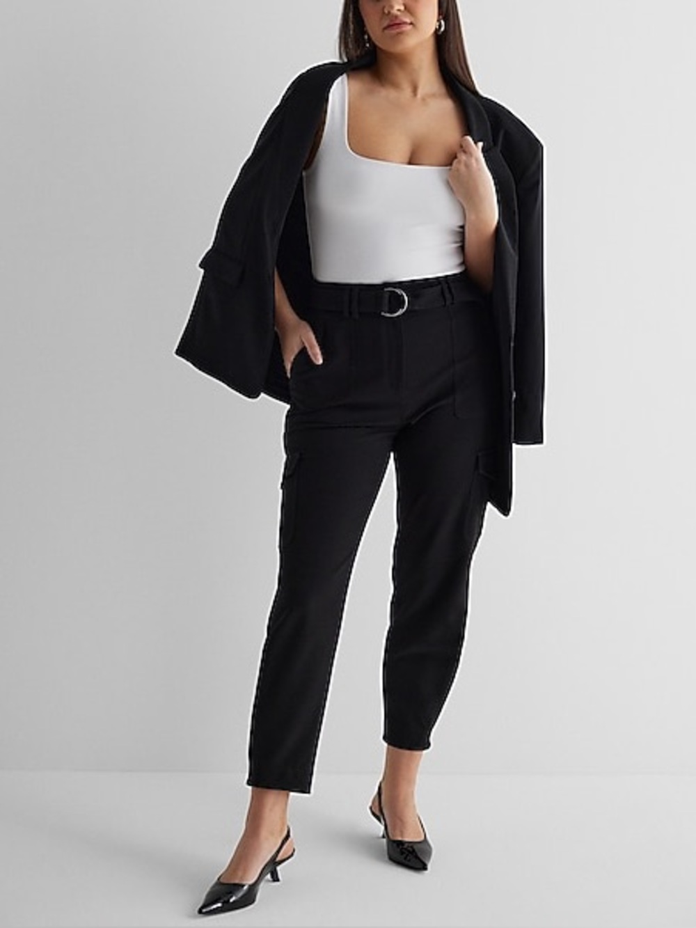 Express Super High Waisted Cargo Pants Black Size 10 NWT